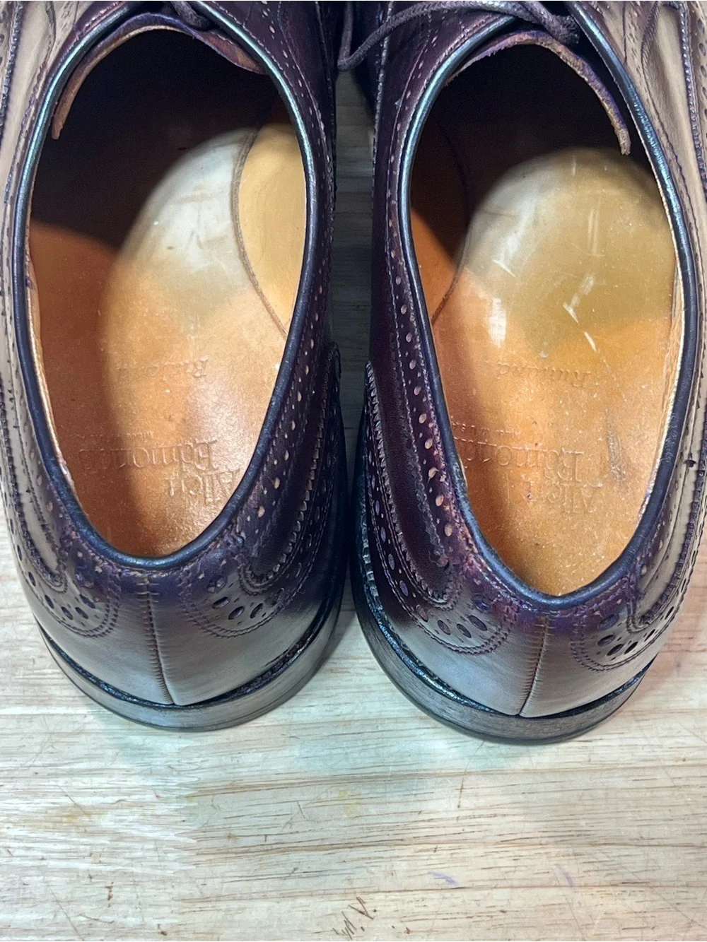 Allen Edmonds Strand Rutland Cap Toe Oxfords Custom #8 Burgundy Dye Sz 12D 🇺🇸